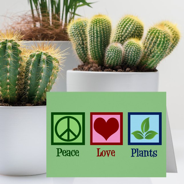 Peace Love Plants Cute Plant Nursery Holiday Card (Subido por el creador)