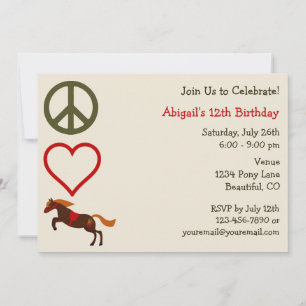 Peace Love Ponies Invitación de cumpleaños para Ch