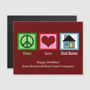 Peace Love Real Estate Red Navidades Magnet Card