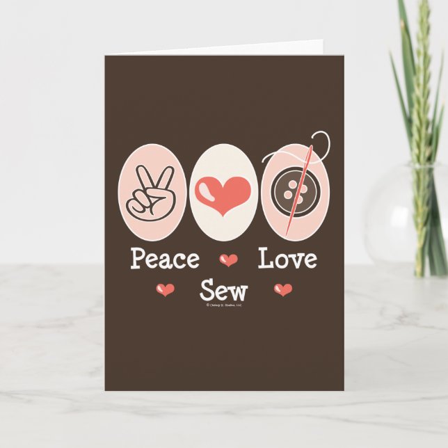 Peace Love Sew Scoser tarjeta de felicitación (Anverso)