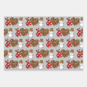 Peace Love Snowman envolver papel plano set 3