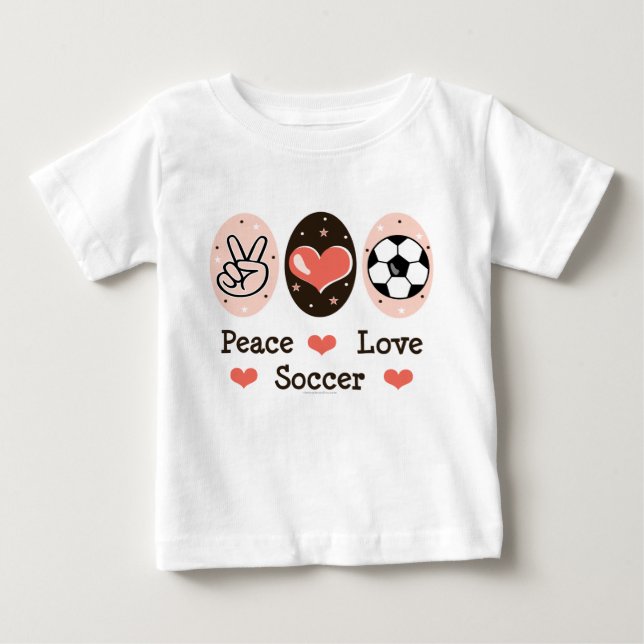 Peace Love Soccer Baby Camiseta de manga larga (Anverso)