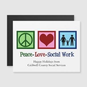 Peace Love Social Work Personalizado Holiday Magne