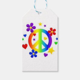 PEACE LOVE TIE DYE HIPPIE SÍMBOLO ETIQUETAS DE REG