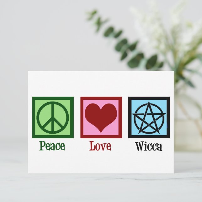 Peace Love Wicca Pentacle Wiccan Card (Anverso de pie)