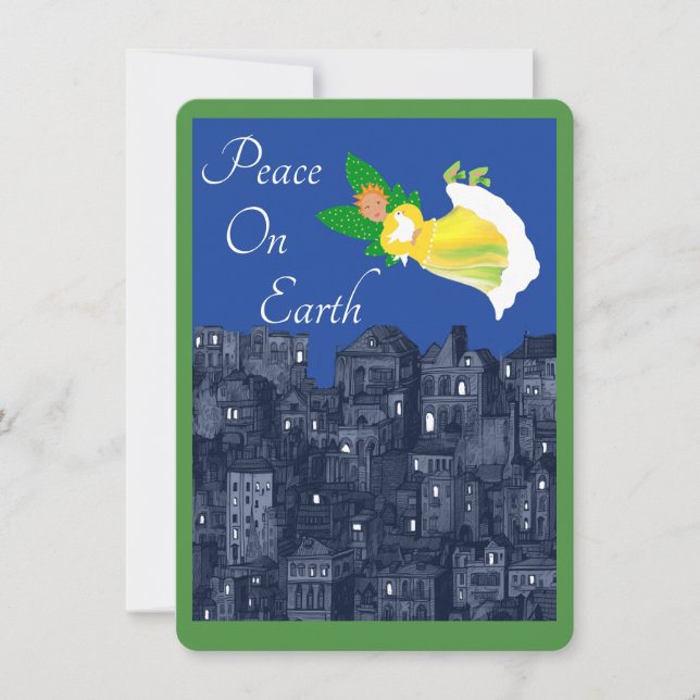 Peace on Earth Angel con tarjeta plana Dove (Anverso)