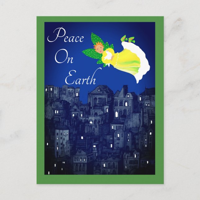 Peace on Earth Angel con tarjeta plana Dove (Anverso)