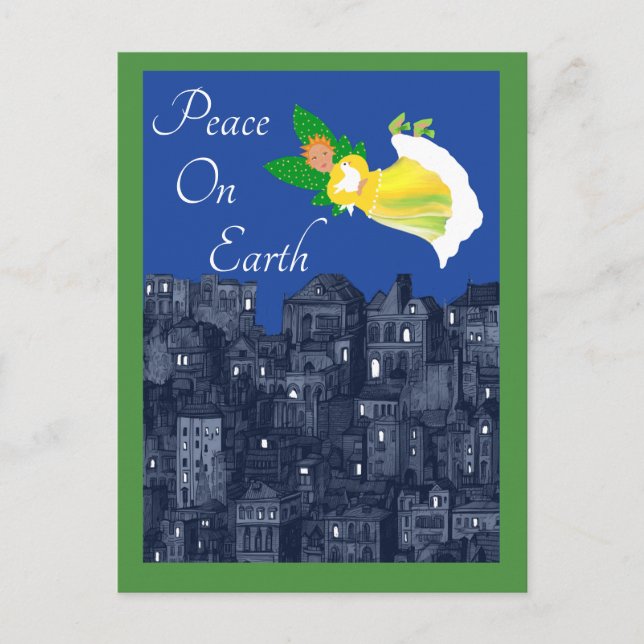 Peace on Earth Angel con tarjeta plana Dove (Anverso)