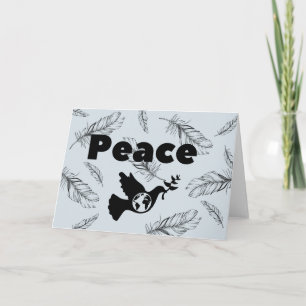 Peace on Earth Dove con pluma Tarjeta de vacacione