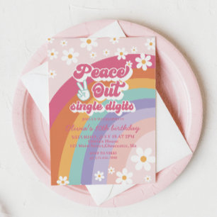 Peace Out Dígitos Únicos Arcoíris Invitación de cu