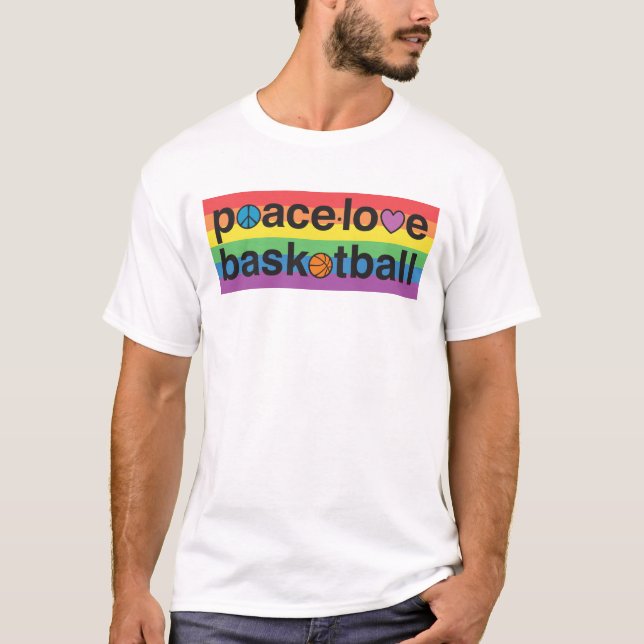 PeaceLoveBasketball Orgullo Unisex camiseta (blanc (Anverso)