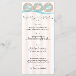Peach and Blue Sand Dollars Beach Wedding Menu