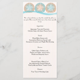 Peach and Blue Sand Dollars Beach Wedding Menu