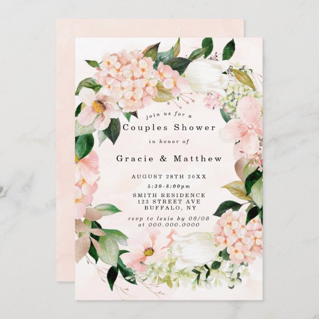 Peach and Cream Hydrangeas Parejas Ducha (Anverso / Reverso)