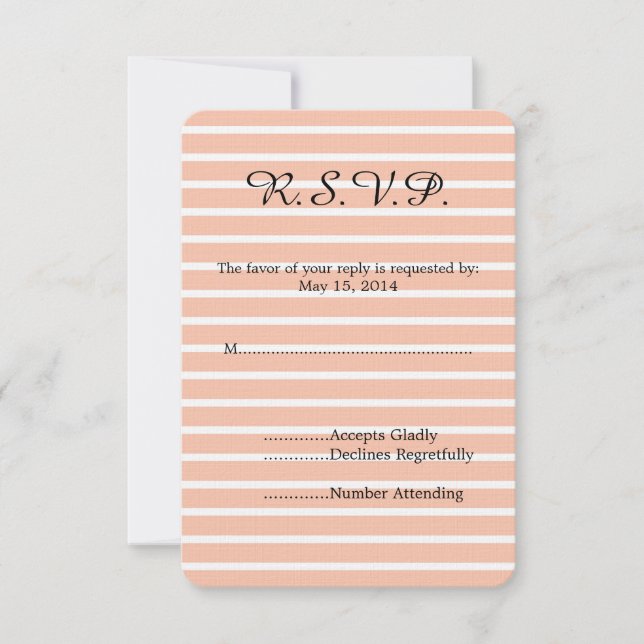 Peach and White Stripes Wedding RSVP (Anverso)