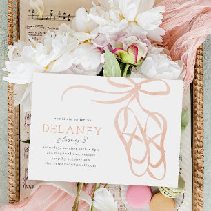Peach Ballet Slippers Invitación de fiesta de cump