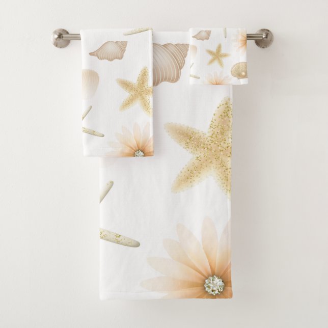 Peach Beach Seashells & Flowers Moderno Glam (In situ)