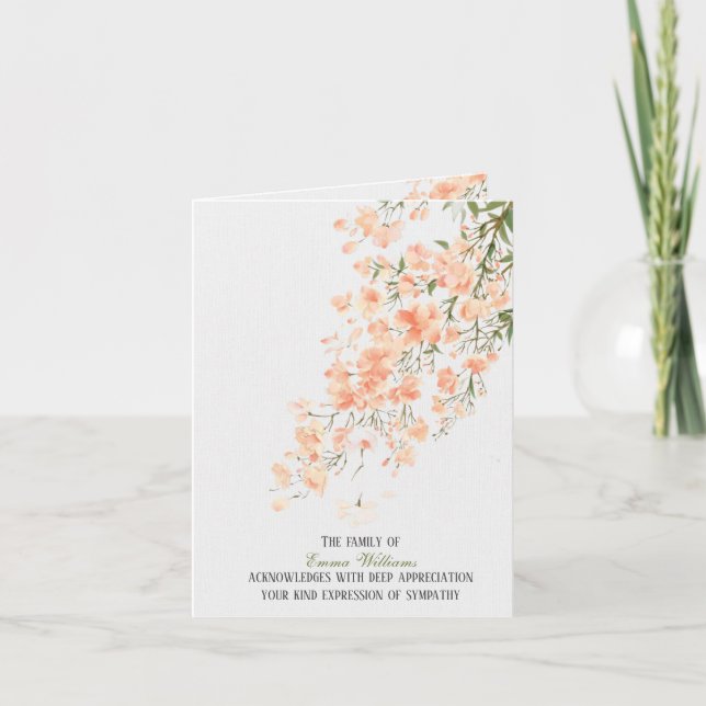 Peach Blosoms Sympathy Gracias Tarjeta (Anverso)