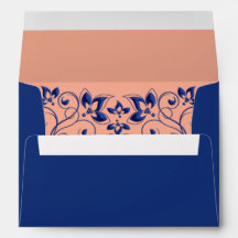 Peach, Blue Floral A7 Envelope para 5 x 7 tamaños