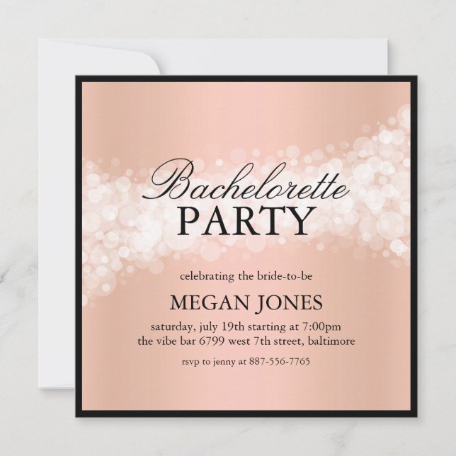 Peach Confetti Bachelorette Party Invitación (Anverso)