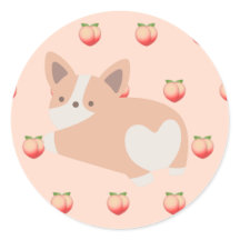 Peach Corgi Pegatina
