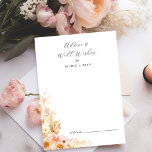 Peach, Cream Floral, con buenos deseos y tarjetas<br><div class="desc">Esta elegante tarjeta de consejos y buenos deseos es perfecta para eventos florales en tonos melocotón y crema. Ideal para cualquier evento, puedes personalizar el texto para recepciones, duchas o graduaciones de bodas, agregando los nombres de novias o novios, o los nombres de novias o graduados. También se puede utilizar...</div>