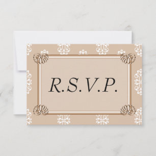 Peach Damask Wedding RSVP