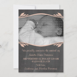 Peach Elegant Chalkboard Baby Invitación