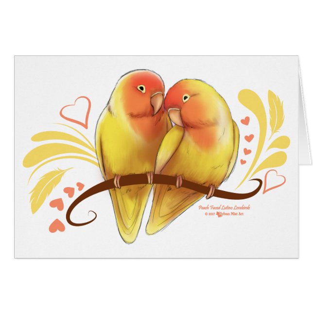 Peach Faced Lutino Lovebirds (Anverso (Horizontal))