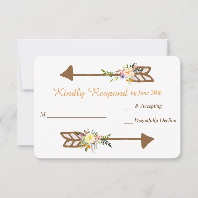 Peach Floral Bouquet Wedding RSVP (Anverso)