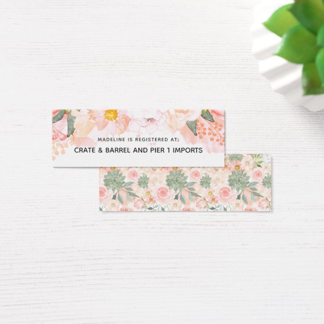 Peach Floral Bridal Shower Registry Insertar tarje (Escritorio)