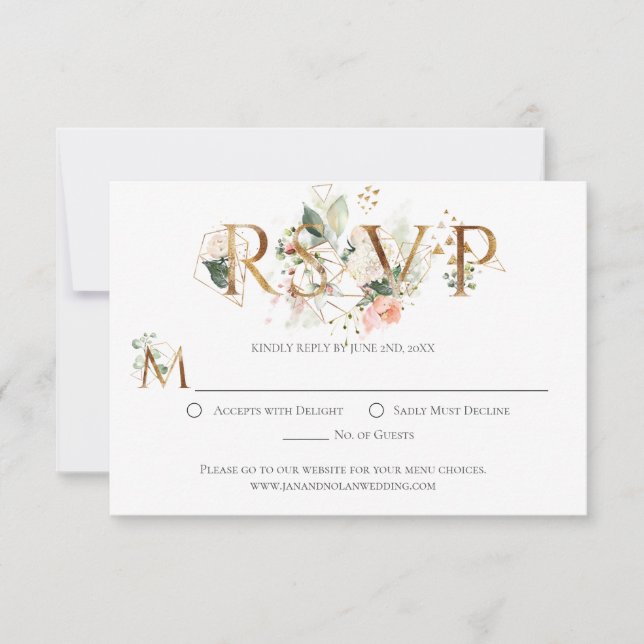 Peach Floral Gold Terrarium con estilo RSVP (Anverso)