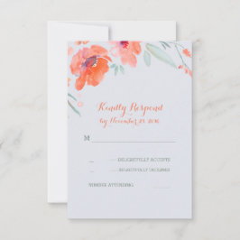Peach Floral Watercolor Wedding Tarjetas Rsvp