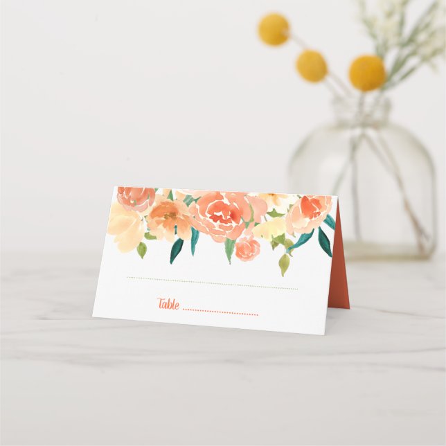Peach Florals | Tarjeta de plaza Boda (Anverso)