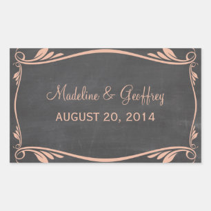 Peach Flourish Chalkboard Bodas Pegatinas
