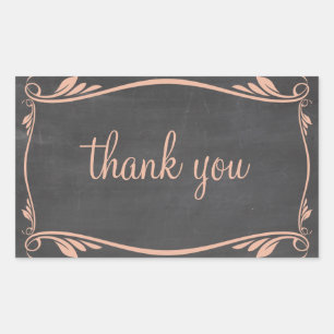 Peach Flourish Chalkboard Gracias Pegatinas