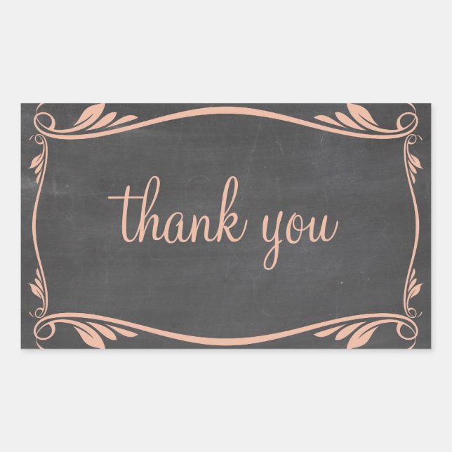 Peach Flourish Chalkboard Gracias Pegatinas (Anverso)
