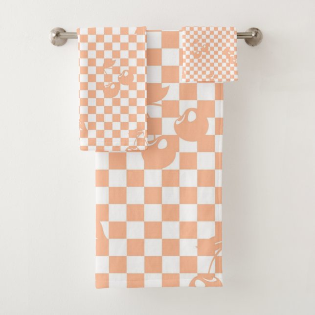Peach Fuzz Cherry Gingham Pattern (In situ)