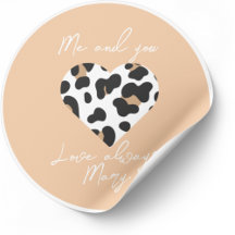 Peach Fuzz Valentine Favor Pegatina - Heart Print