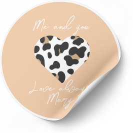 Peach Fuzz Valentine Favor Pegatina - Heart Print