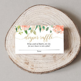 Peach green gold baby ducha tarjetas de rifa de pa