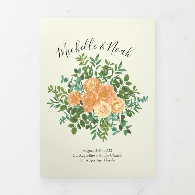 Peach & Ivory Peony & Rosa Programas de Bodas Flor (Foto de portada)