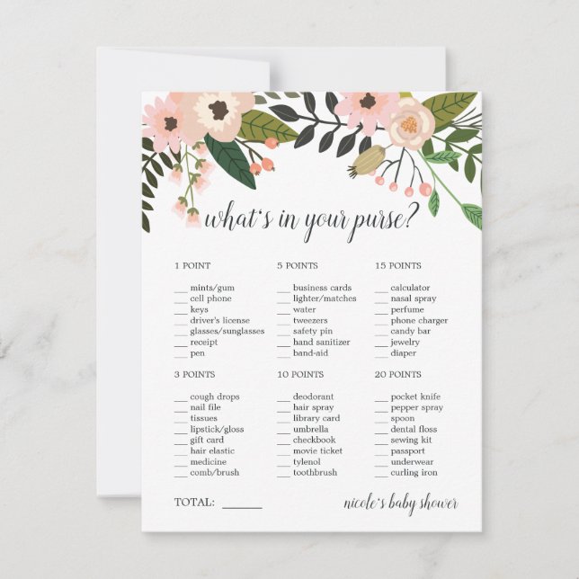 Peach Meadow Baby o Bridal Shower Purgue Juego (Anverso)