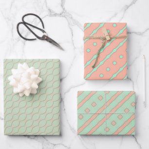 Peach Mint Artistry Papel conjunto de hojas planas