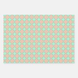 Peach & Mint Pastels Envoltura Papel conjunto de h
