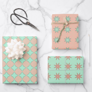 Peach & Mint Pastels Envoltura Papel conjunto de h