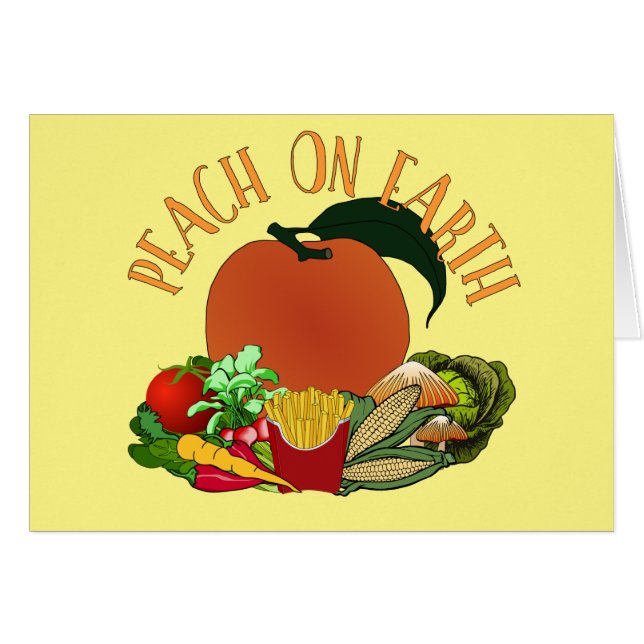 Peach on Earth Funny Navidades Pun Card (Anverso (Horizontal))