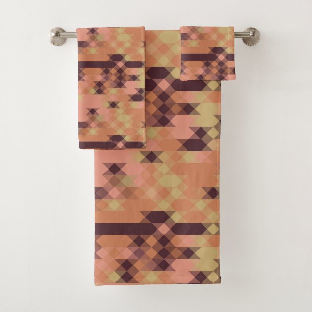 Peach orange burgundy yellow geometric (In situ)