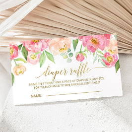 Peach & Pink Peony Diaper Invitación a Raffle Inse