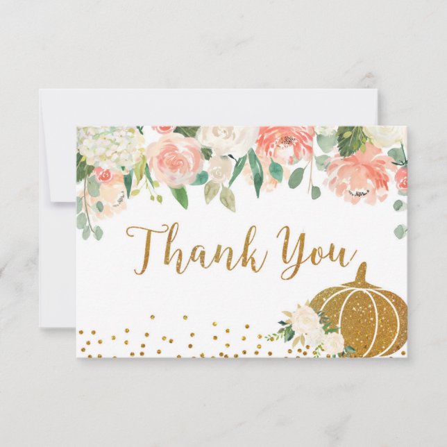 Peach Pumpkin Birthday Tarjeta de agradecimiento (Anverso)